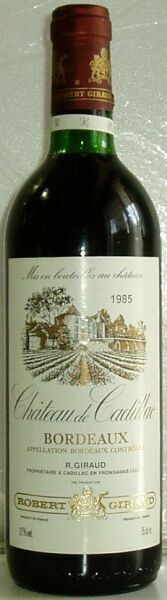 1001/ワイン 1985 Chateau Cadillac シャトーキャディアック/フランス