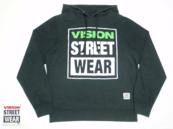 USED ヴィジョン VISION STREET WEAR BIGロゴ パーカー薄手 黒 Sサイズ