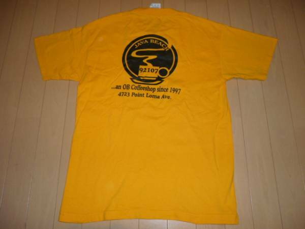 ビンテージ カフェ コーヒーショップ Tシャツ M 黄 JAVA BEACH 1980'S-1990'S