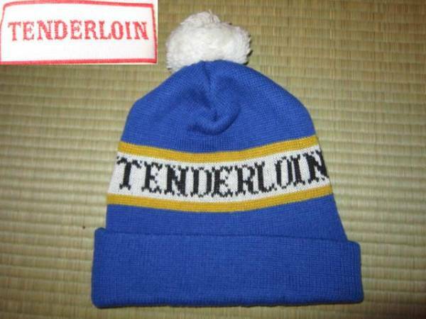 超レア！ TENDERLOIN テンダーロイン ボンボンニット帽 青/白 ニットキャップ 帽子
