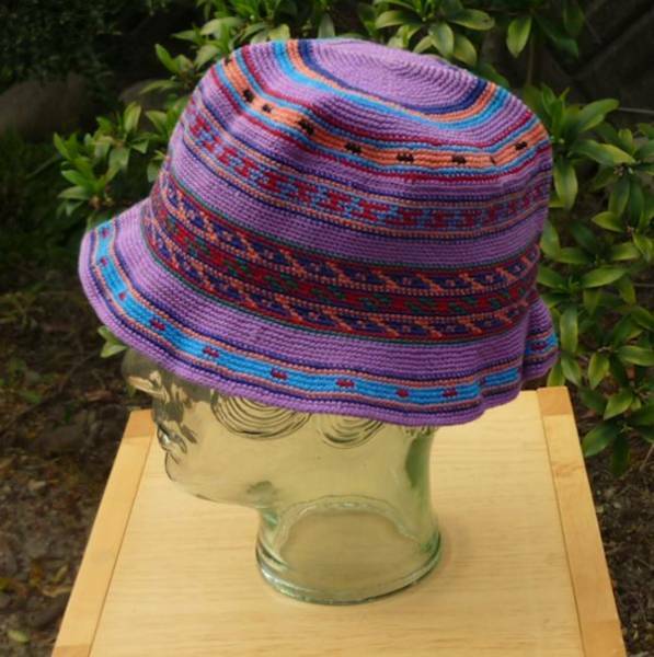 送料無料 14 グアテマラ民族柄 綿100%帽子 ハット 手編 子供用中米 伝統織物 手織り 綺麗 可愛い 綿110% 伝統柄 フォルクローレ衣装