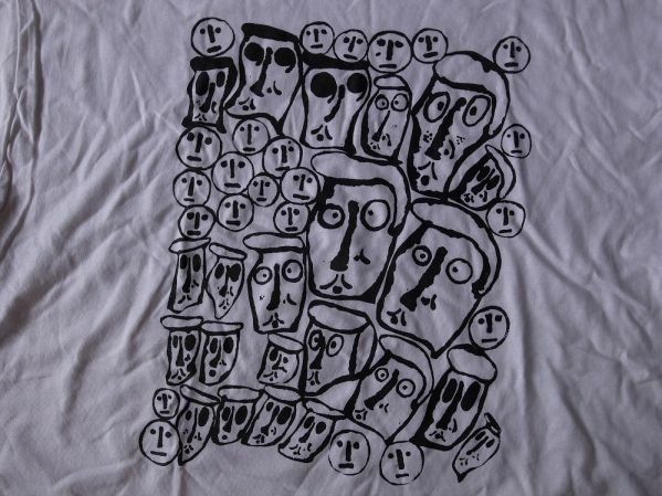 00's ドナルド バチェラー FOTOFOLIO CROWD Tシャツ L 白 Donald Baechler画家 アートART芸術 現代美術 イラスト 美術館 古着 ヴィンテージ