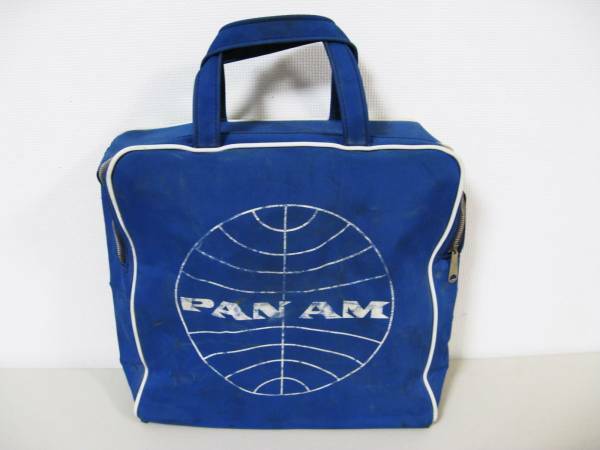 1960年代 中古　パンナムバッグ（Pan Am）正方形 ブルー ＃267