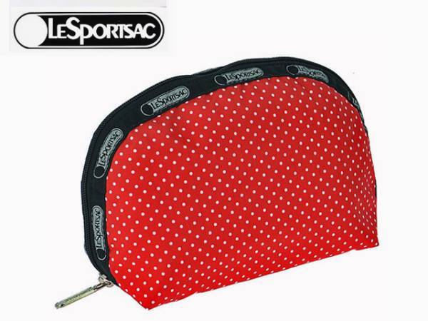 ♪LeSportsac 8170 MEDIUM DOME ポーチ♪D336 LIPSTICK PIN DOT