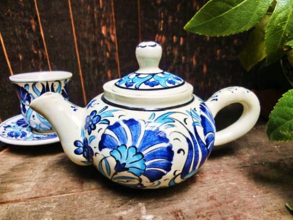 19cm☆新品☆トルコ陶器 ティーポット ＊ チューリップ ＊ ハンドメイド キュタフヤ陶器 004
