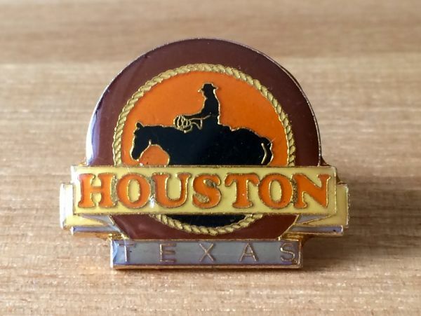 古いピンバッジ：HOUSTON テキサス 馬 西部劇 動物 広告 ピンズ #A