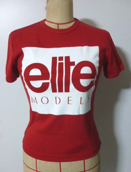 elite MODELS エリート プリントTシャツM9 赤×白レッド日本製