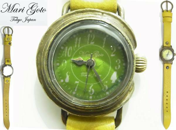 送料510円~(即決は送料無料)新品Mari Goto緑の腕時計macaron Green Apple日本製マカロンウォッチ アンティーク風セイコー製レトロ調SEIKO