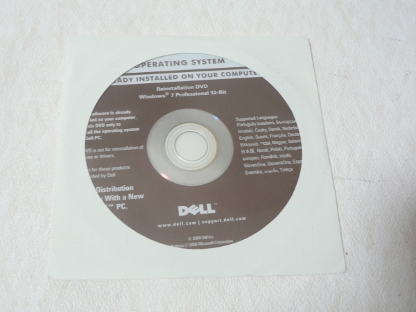 DELL Windows 7Professional 32-Bit リカバリDVD