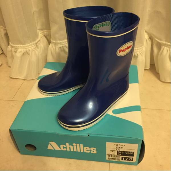 ☆Achilles アキレス☆レインシューズ☆17cm☆ブルー☆Papino☆