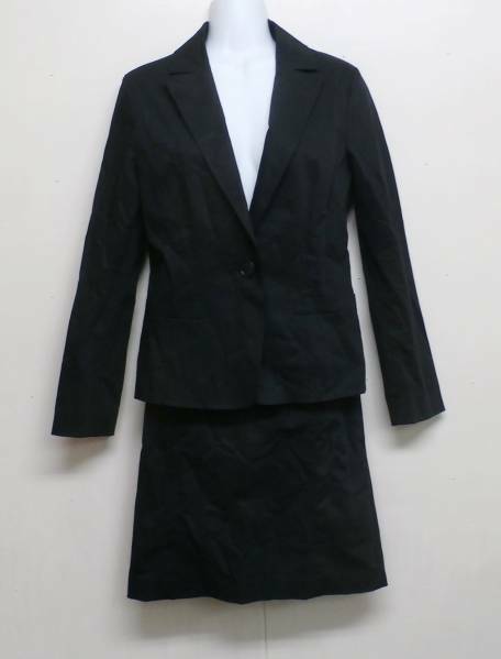 【12551】　ナチュラルビューティーB　黒(ジャケット+スカート)L