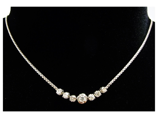 《ジュエリー》Pt850 7連ダイヤ：0.51ct ネックレス：43cm プラチナ850製 ダイヤモンド付き