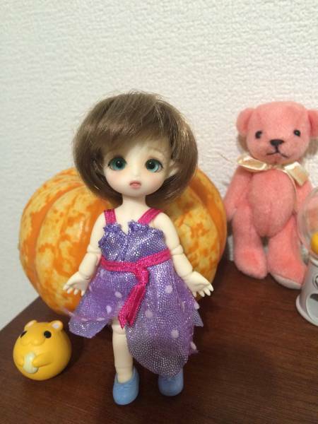 【Magic Cherry】brownie dollサイズの洋服 　ワンピース　紫 オビツ１１ねんどろいどどーる