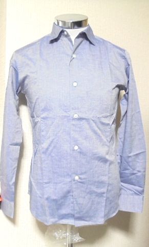 新品・春夏【エディフィス】上質長袖シャツ/紺50(EDIFICE)