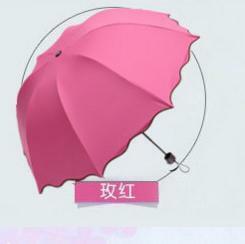 晴雨兼用折りたたみ傘　8本骨　水に濡れると花が咲く (ピンク)