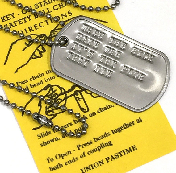 DP-027 名言格言 DOGTAG 金持ちが戦争を起こし貧乏人が死ぬ ドッグタグ USA 新品