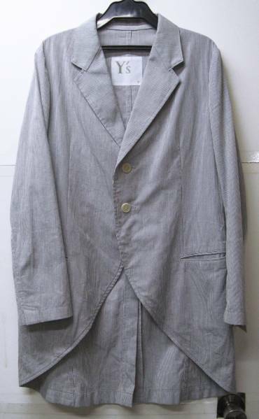 ワイズ：ピンストライプ柄 ロング ジャケット ( Yohji ヨウジヤマモト アーカイブ Yohji Yamamoto ladies' long jacket