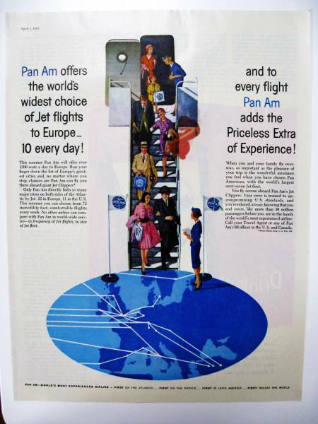 1961年PAN AMパンアメリカン航空広告(パンナムバッグ 正方形 白色/青色)