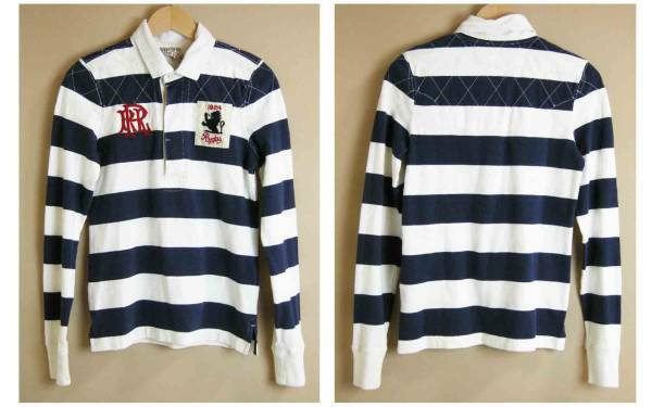 新品■RUGBY/RalphLauren【ラグビー/ラルフローレン】白×紺 ボーダー ラガー シャツ S