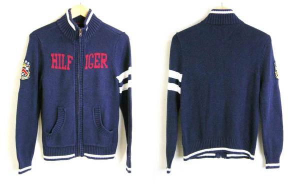 ■TMMY HILFIGER【トミーヒルフィガー】紺 ニット カーディガン Boys(8-10)/XS