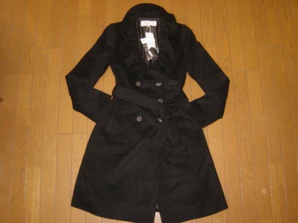 ◆新品セール◆シトラスノーツ フリル襟 ウールアンゴラ黒コート