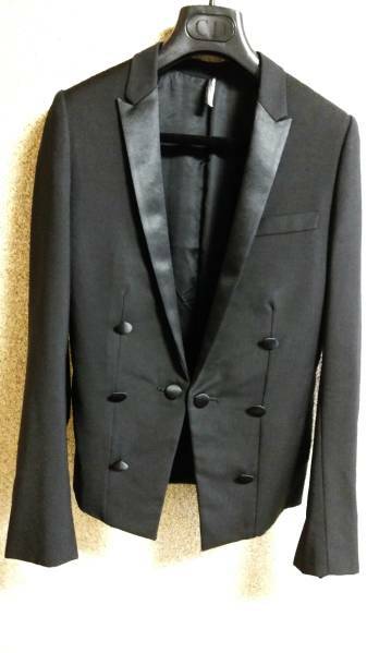 正規良 Dior Homme ディオールオム ナロースモーキングジャケット黒 最小38 バルーンタキシード ナポレオンジャケット 男女兼用可 ボタン有