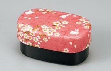 桜とウサギ柄の二段弁当箱《ピンク》