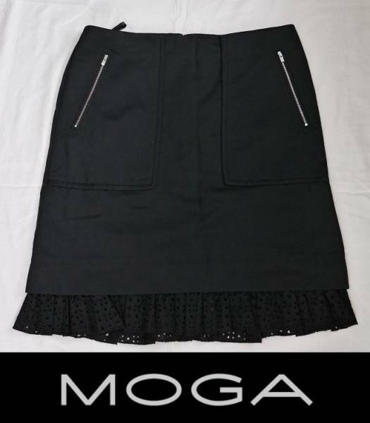 MOGA レースフリル ひざ丈スカート ブラック BIGI ビギモガ 11号