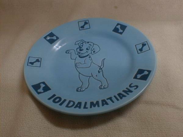 '98 セガ　ラッキー　ダルメシアン犬　16cm　青い陶器製飾り皿