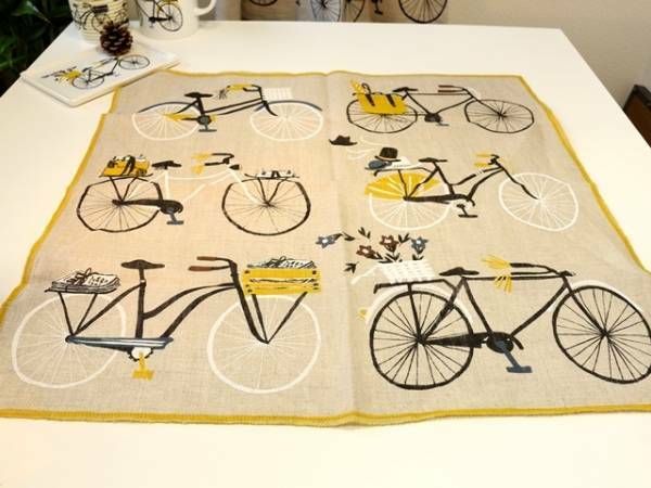 ダニカ リネンナプキン 北欧 テーブルナプキン 自転車柄 ナプキン いろいろな用途に 可愛い 自転車柄 インテリア 小物 
