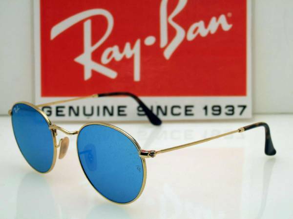 ★新品・正規輸入品！Ray-Ban レイバン RB3447N 001/9O ROUND FLAT LENSES ラウンド フラット レンズ ブルーフラッシュ★