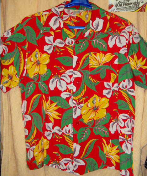 40-50年代アロハ シャツCaliforniaビンテージUSA製AlohaハワイアンシャツカハナモクHawaiian Shirtsフラワー柄AlohaカリフォルニアHAWAII