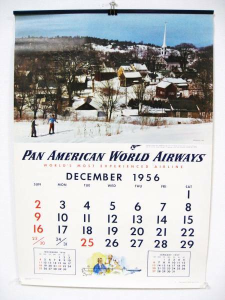 1957年パンナム（PAN AM）米国パンアメリカン航空発行カレンダー