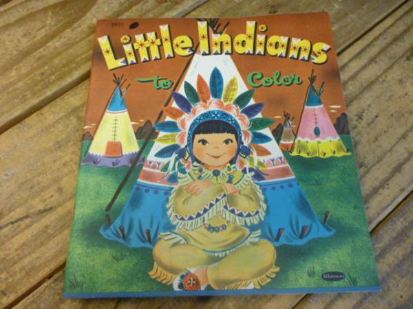 ヴィンテージ☆LITTLE INDIANS ぬりえ☆19５8年☆ラバードール、レトロ、インディアン