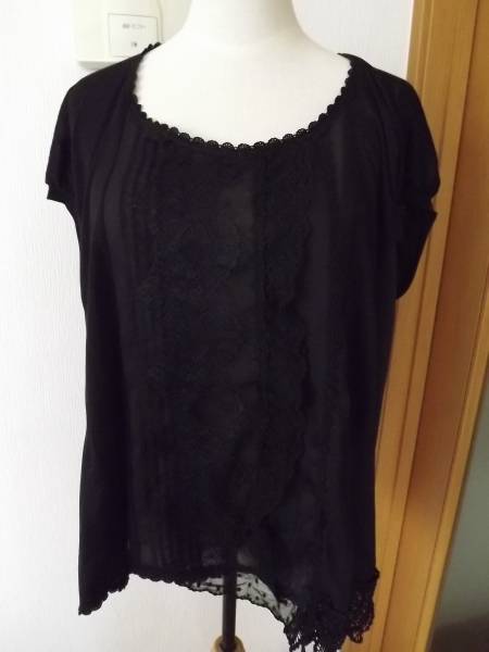 美品◆フランシュリッペ　アシンメトリーチュニック◆黒　レース