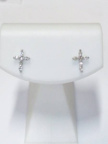 新品　Ｋ１８ホワイトゴールド　ダイアモンドクロスピアス