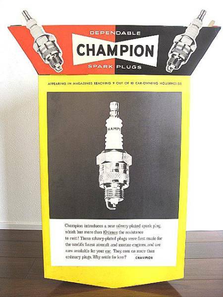 1960’s CHAMPION チャンピオン スパーク プラグ ビンテージ 看板 所ジョージ 世田谷ベース アドバタイジング FORD シボレー ハーレー