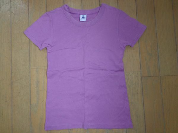 プチバトー★紫色の上質な半袖Tシャツ、男女★12歳