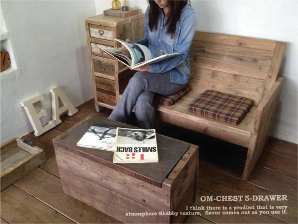 数量限定　OMB　古材　ベンチ　アンティーク　シャビー　チェアー　椅子　イス　/　オーダーメイド