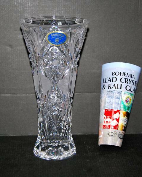 ●ボヘミアン クリスタルの花瓶 未使用家庭保管品 チェコ製