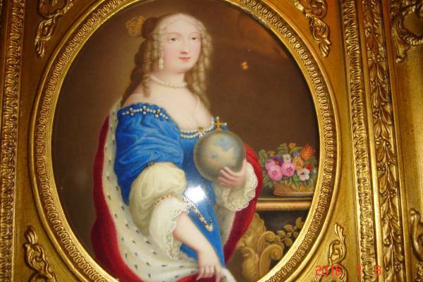 19世紀中期の作・エマイユ額「ルイ１４世王妃マリー・テレーズ」