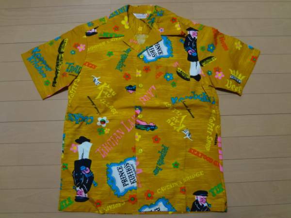 1960's アロハシャツ デッドストック ビンテージ ポップアート ハワイアン イエロー 黄 コットン prince kuhio's Sears シアーズ