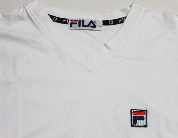 90's FILA ワッペンVネックTシャツ XL / polo dkny tommy