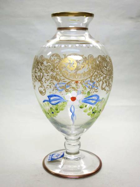 [大幸]　MURANO　ムラーノ　エナメル金彩瓶　美品　イタリア　クリスタル　コレクション　装飾　花瓶　豪華