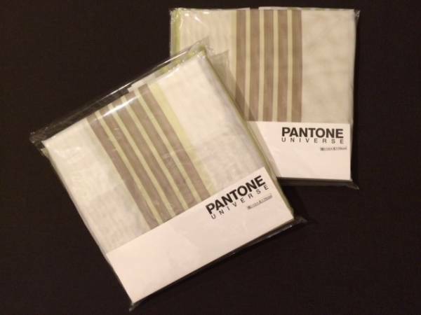PANTONE UNIVERSE ストライプ ボイルカーテン 2枚組 未使用 パントーン ユニバース