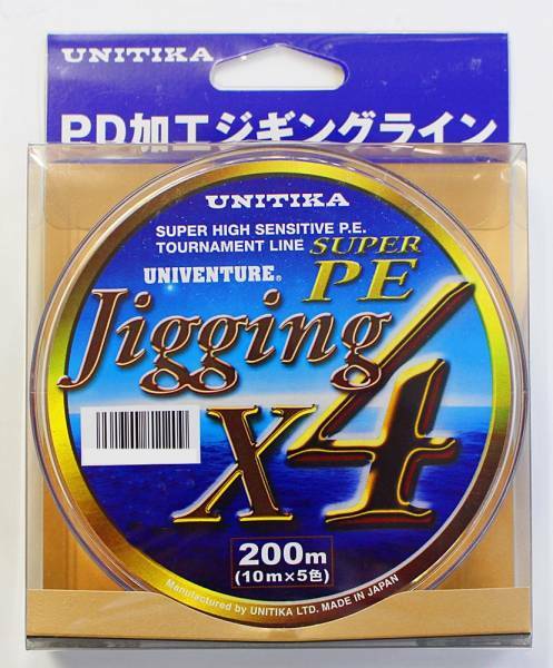 ユニチカ　5色分けＰＥ　JIGGING　X4　200ｍ2.5号 30lb　税込み即決　5color 4braid PE line Made in JAPAN