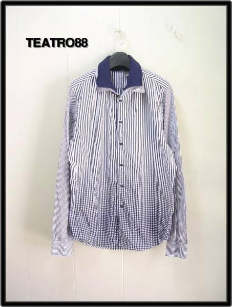 2【TEATRO88 テアトロ グラデーションチェックシャツ】8813S-3006