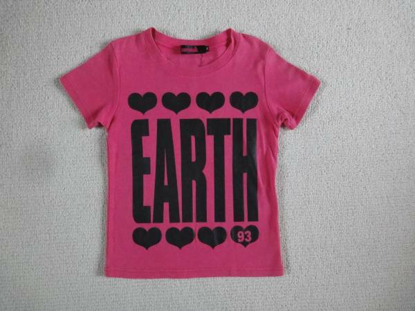 アースマジック　　M　　ピンク・ロゴ半袖Tシャツ　日本製