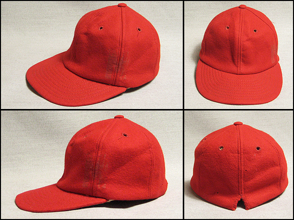 送料900円1950-60年代ビンテージ物ベースボールキャップ ウール素材made in USA 赤なかなかお目にかからないビンテージ帽子