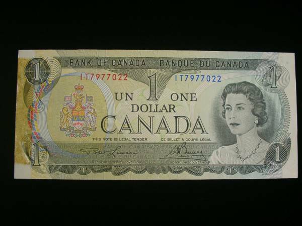 カナダ 1dollar 1ドル 紙幣 1枚